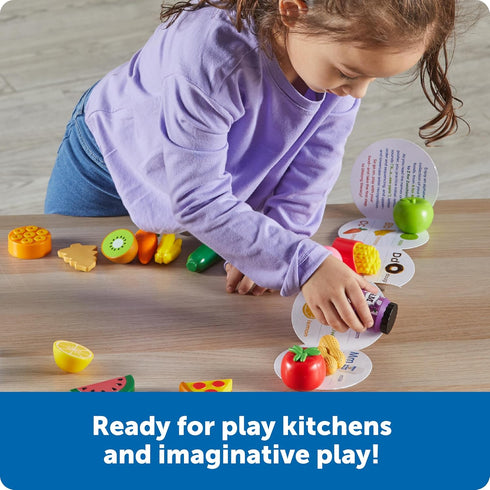 Learning Resources A to Z Mini Foods, Pretend Play Kitchen Accessories for Kids, Toddler Montessori, Fine Motor Skills