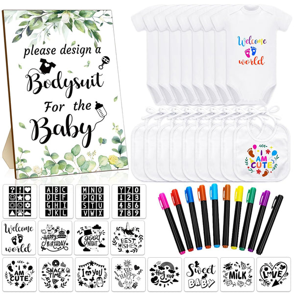 Chuarry 43 Pcs DIY Baby Bibs Decorating Kit 8 Bodysuits 8 Pcs 2