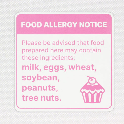 300pcs Square Food Allergy Stickers, Waterproof Allergen Warning Stickers for Party, Restaurants, Kitchen