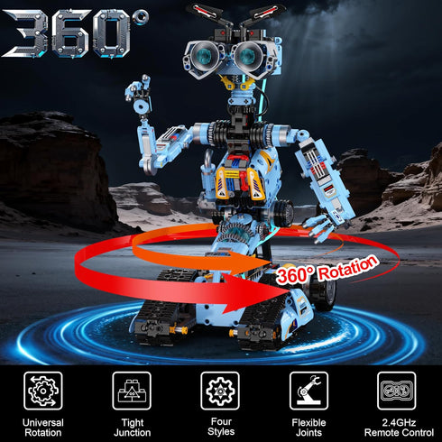 zinat 4-in-1 6-14 824Pcs STEM Robot Building Kit with Remote Control, Multiple Robot Designs, Educational DIY Blocks