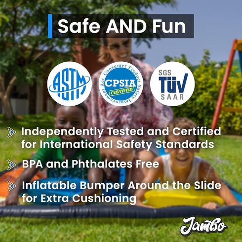 JAMBO XL Premium 20Ft Slip Splash and Slide with 2 Bodyboards, Heavy Duty Water Slide for Kids Outdoor Fun