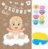 64 Pin The Pacifier On The Baby Game Baby Pacifier Games Poster with Pacifier Stickers for Baby Shower Party Favors