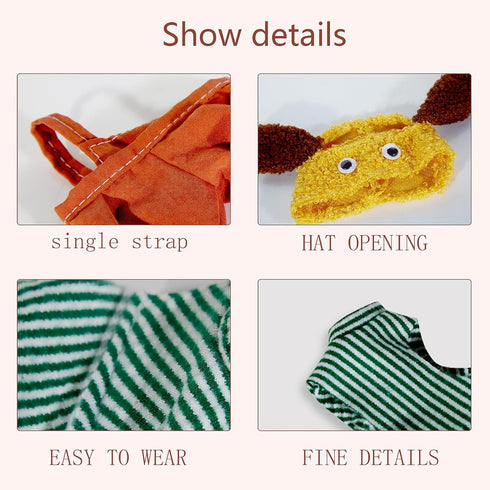 HDJY 17cm 15-17cm 6.7" Doll Clothes Suitable for Dolls Accessories, Doll Clothes, Includes Yellow Dog Hat, Green