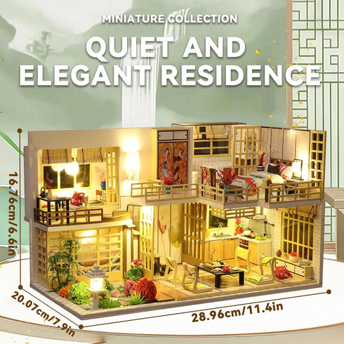 Flever Dollhouse Miniature DIY House Kit with Japanese Style, Creative Room with Furniture for Romantic Valentine's
