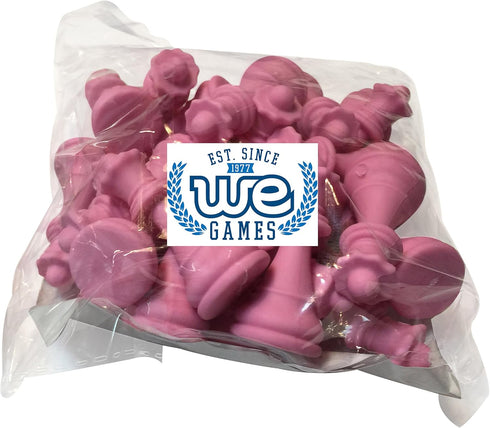 WE Games Pink Chess Queen Erasers - 25 Pack Chess Club Prizes and Party Favors