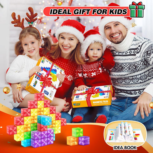 52pcs Magnetic Blocks - Translucent Magnetic Cubes, Building Blocks Magnet Toys for Kids, Montessori STEM Sensory Toys