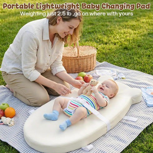 Baby Diaper Changing Pad with Wipeable & Waterproof PU Cover, Contoured Baby Changing Pad for Dresser, Non-Slip
