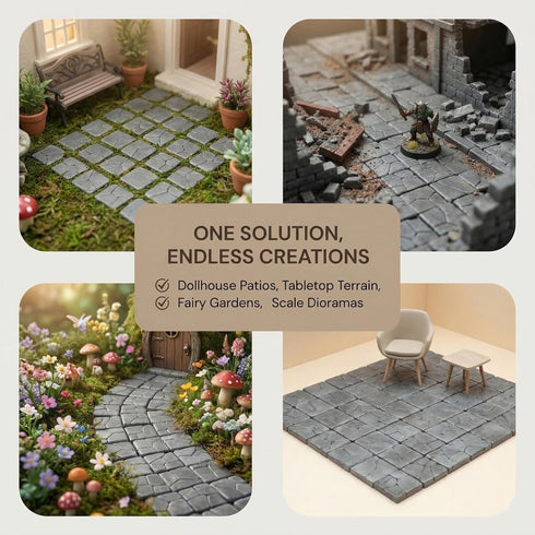 REDUCIO! Pack 100pcs) Dollhouse Miniature Paving Stones, Tiles for Modeling, Fairy Garden, and Tabletop Terrain, (Gray