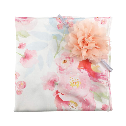 Baby Receiving Blanket Swaddle Blanket Infant Wrap with Matching Headband Beanie and Name Card (White and Pink)