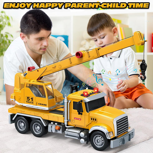 3 4 5 6 7 8 15" Bstoyder Kids Toys for Years Old Boys, Crane Truck Toy with Lights, Sounds, Toddler Friction Powered