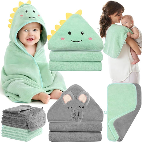 Flasoo 12 Pcs Baby Towel Set, Soft Baby Bath Towels and Washcloths
