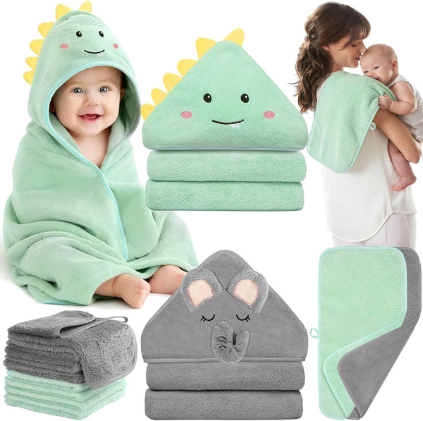 Flasoo 12 Pcs Baby Towel Set, Soft Baby Bath Towels and Washcloths