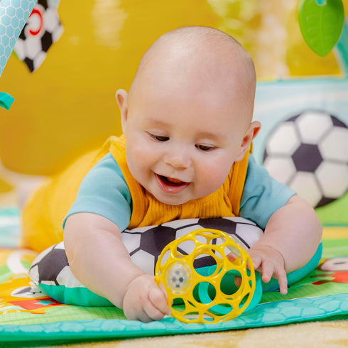 Tummy Bright Starts Grip & Kick Oball Activity Gym, Soccer Theme with Easy-Grasp Baby Toys, Baby Play Gym, Kick Pad