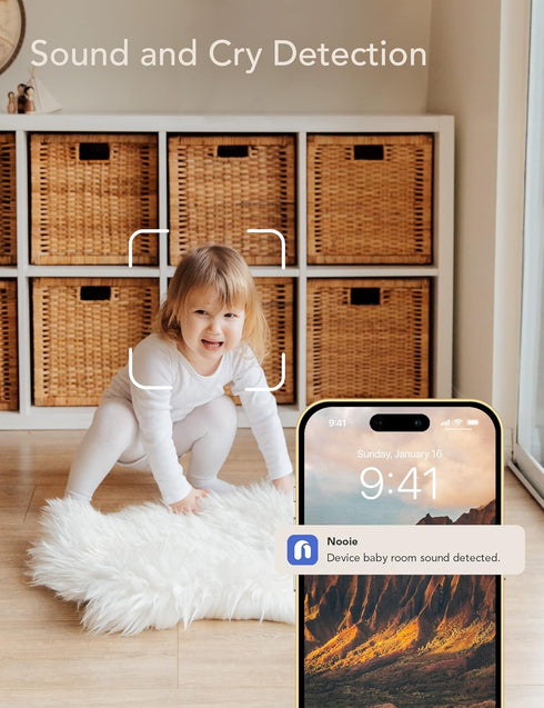 nooie 1080P 2.4G Baby Monitor with Crying Detection, Camera and Audio Night Vision Motion and Sound Detection WiFi Home