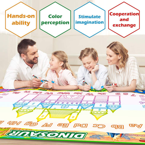 Jasonwell Aqua Water Doodle Mat 60x40 Inches, Large Magic Drawing Mat for Kids Age 2-8, Educational Christmas Birthday