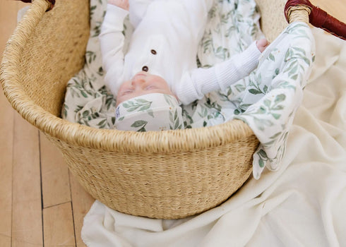 Fern Large Premium Knit Baby Swaddle Blanket - Copper Pearl