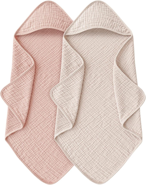 MairMore Hooded Baby Bath Towels, 100% Muslin Cotton Baby Girl Towels with