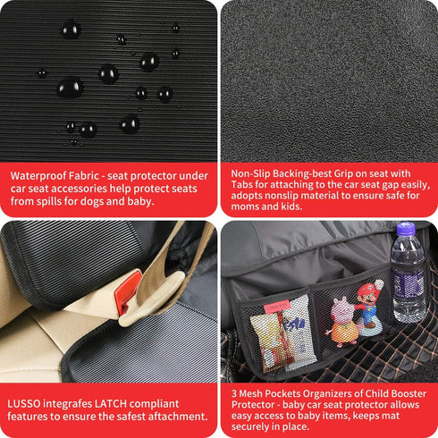 Kaiphy 3 (2 Pack) Car Seat Protector - Seat Protection Mat - Thick Padding - Durable, Waterproof Fabric, Leather