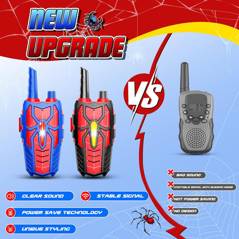 Spider Walkie Talkies for Kids - 2 Pack Outdoor Hiking Toy for Ages 3-12, Birthday Gift for Boys 5-7 Years Old