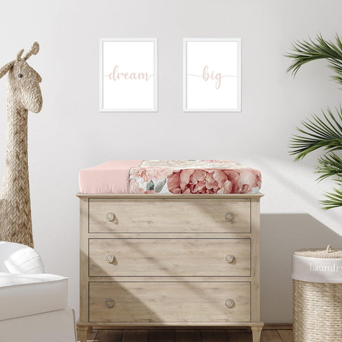 Sweet Jojo Designs Blush Pink Boho Shabby Chic Floral Girl Baby Changing Pad Cover Infant Newborn Diaper Table Change