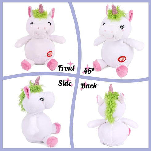 Hopearl Talking Unicorn, Nodding Electric Interactive Toy, Repeats What You Say, Plush Buddy for Toddlers, 7.5''
