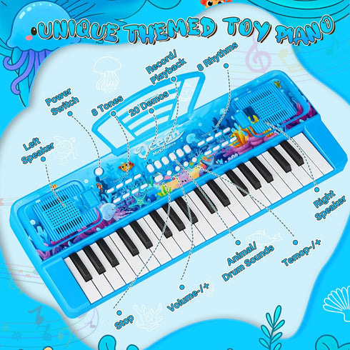 MusicForset 37 3 4 5 6 Upgraded Keys Kids Piano Keyboard with Microphone Music Stand Portable Musical Toys for Toddlers
