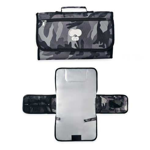 Black Grey Baby Camo Portable Diaper Changing Pad Waterproof Foldable Travel Mat with Pockets Soft Oxford Fabric