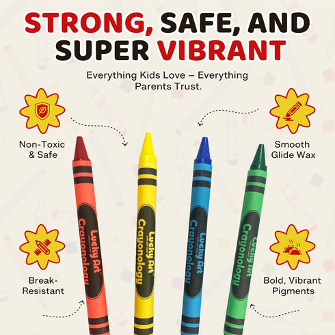 Packs 20 Packs 4 (80 Count) Lucky Art Extra Long Crayon of Colors Non-Toxic Kids Crayons, Perfect for Restaurants