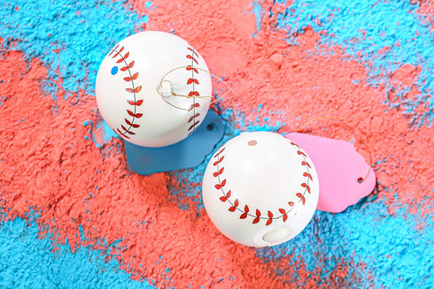 Gender Reveal Baseball Set - Pink & Blue Powder Kit for Baby Boy Girl Party, Spill Proof