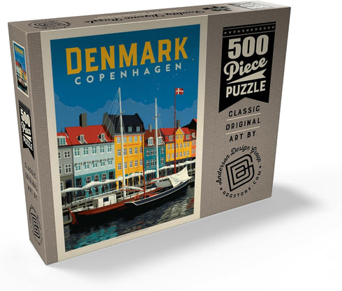 MyPuzzle Denmark Vintage Poster, Premium 500 Piece Jigsaw Puzzle for Adults