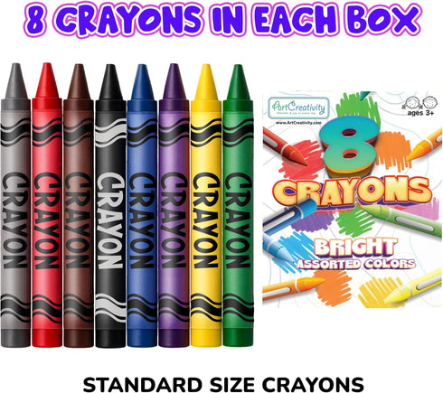 Packs, 24 Sets 8 Packs (192 count), 3+ ArtCreativity Bulk Crayon of of Crayons Classroom Crayons for Students