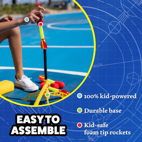 Stomp Rocket Ultra Rocket Launcher for Kids, 4 Rockets - Fun Outdoor Toys for Boys & Girls