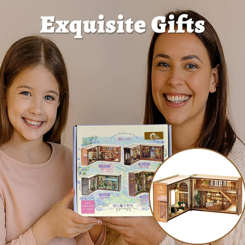 Flever Dollhouse Miniature DIY House Kit Creative Room with Furniture for Romantic Valentine's Gift (Bagel Time)