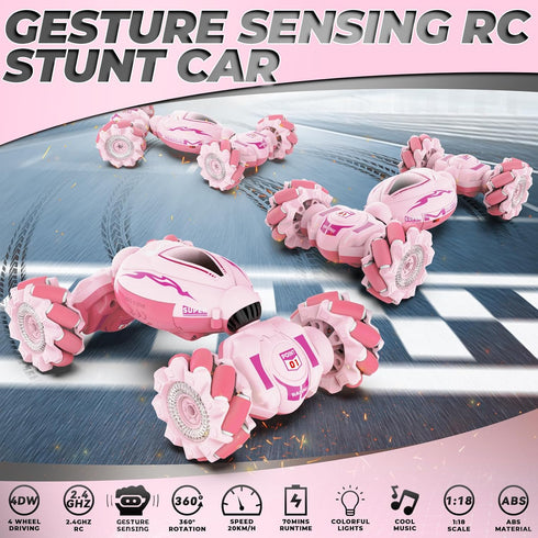 6-12 2.4GHz 4WD 360 Dysaim Gesture RC Car, Gesture Sensing RC Stunt Car Toys for Kids yr, Hand Remote Control