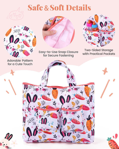 Set, 1520 Inch BABESIDE Baby Doll Diaper Bag Portable Storage with Cute Print, Perfect for Pretend Play & Role Play