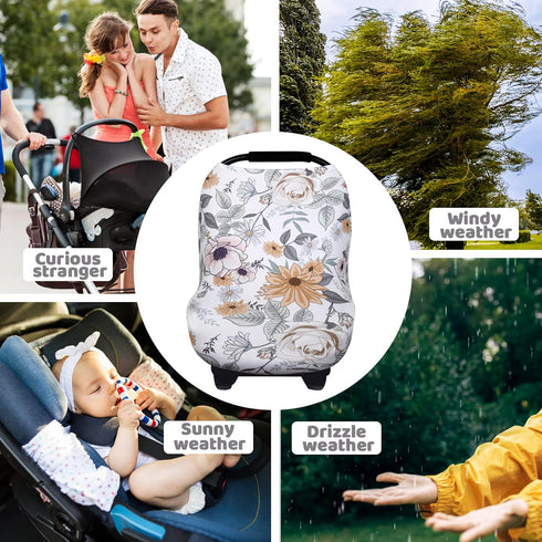 Rquite Car Seat Covers for Babies, Baby Car Seat Canopy Carrier Cover, Stretchy Multi-Use Infant Carseat Stroller Cover