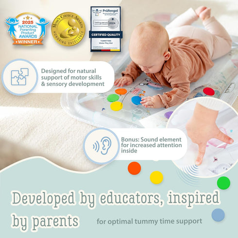 Tummy 100% Premium Water Play Mat XXL Award-Winning Inflatable Time Water Mat Sensory & Motor Development Designed by