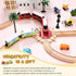2 Set 8 Syhood Pcs Wooden Train Track Expansion Way Turntables Brick Bridge Birthday Gift Fun Educational Toy for Girls
