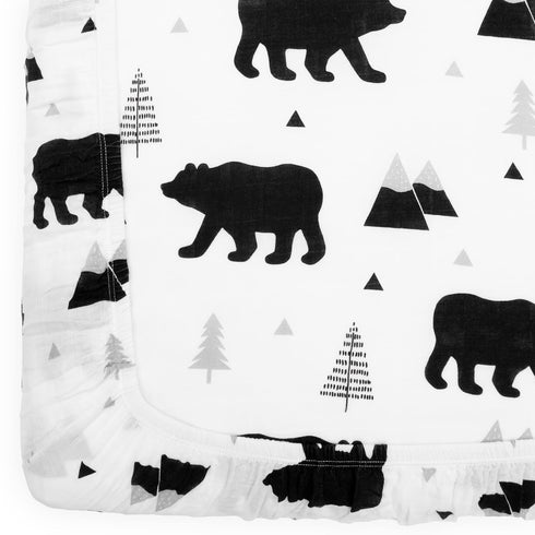Organic Baby Changing Pad Cover - Muslin Fitted Cover for Boys, Soft and Breathable, Baby Bear Woodland