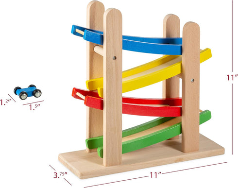 Play22 4 4 Set Wooden Car Ramps - Level Race Track With Toy Cars - My First Baby Toys - Toddler Car is A Great Gift