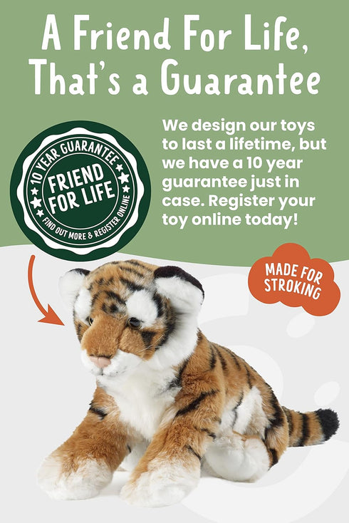 Living Nature Large Tiger Cub Stuffed Animal, Fluffy Soft Toy Gift for Kids, 12 inches