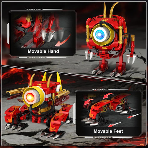 5-in-1 6 5 354PCS Set 8-12 HOGOKIDS Dragon Robot Building Toys with Lighting Colors & Light Effects - Remote & App