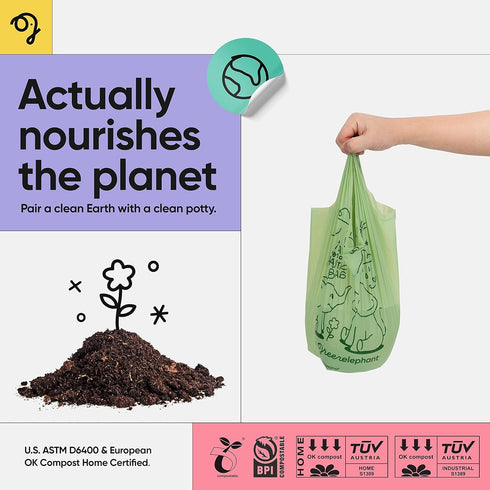 Green Elephant Travel Potty Bags-Potty Liners for Portable Potty,Bags for Portable Toilet,Liners Disposable Kids,Potty