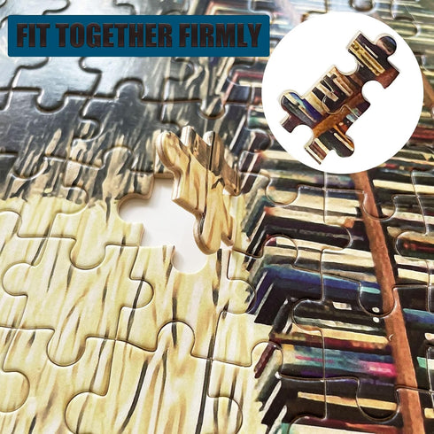 1000 Pieces Puzzles for Adults - Wooden Bookshelf Canal Jigsaw Puzzle Book Library