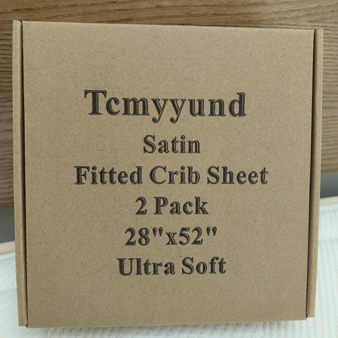 Tcmyyund Set 2 Pack 28x52 Satin Fitted Crib Sheet Ultra Soft Silk for Standard Crib and Toddler Mattress Protect