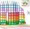 Everplay 140 pc Castle Rocket Magnetic Tiles with Car Set, Building Block Toys for STEM Educational Learning