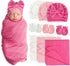 AQOKKA Newborn Receiving Blanket with Bow Hat Mittens Set Wheat-Pattern Newborns Toddler