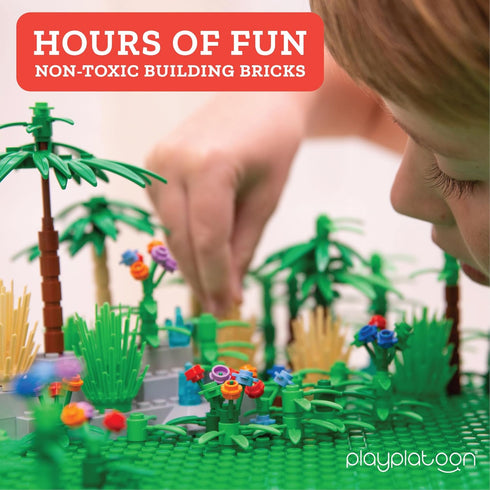 Play Platoon 404 Piece Jungle Building Bricks Kit, Botanical Forest Building Block Compatible with Major Brand