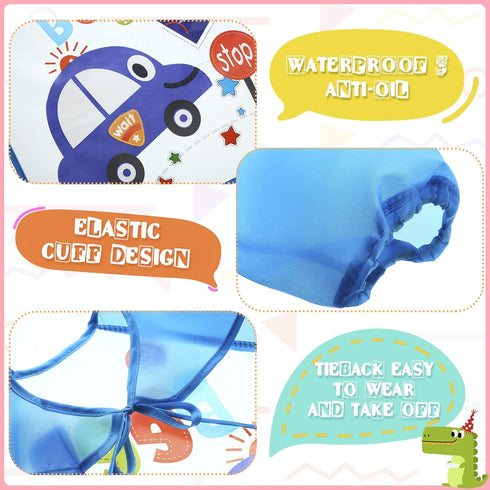 JaGely Kids Art Smocks Toddler Smock Waterproof Painting Aprons Children Apron with Long Sleeve Washable Bib for Baby