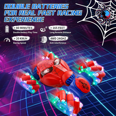 S-pider RC Gesture Sensing Stunt Car Toys for Boys 4-12 Years Old, Drift Hand Control Cars with Light & Music, 360°